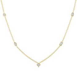 Mixed Shape Bezel Set Diamond Station Necklace