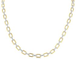 Bold Octagon Shape Link Diamond Fashion Necklace