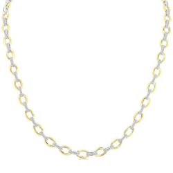 Bold Oval Shape Link Diamond Fashion Necklace