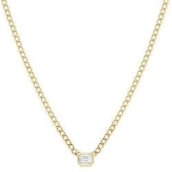 Rhea Delphine Emerald Shape Curb & Cuban Diamond Fashion Necklace