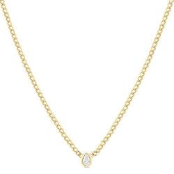 Pear Shape Bezel Curb & Cuban Diamond Fashion Necklace
