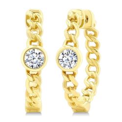 Round Shape Curb & Cuban Diamond Fashion Hoop Earrings