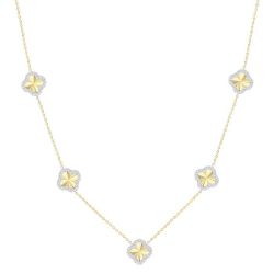 Clover Fluted Diamond Station Necklace