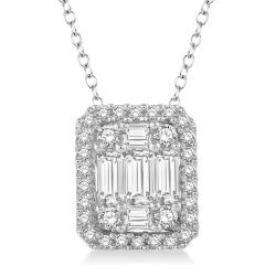 Ember Quorra Emerald Shape Halo Fusion Diamond Pendant