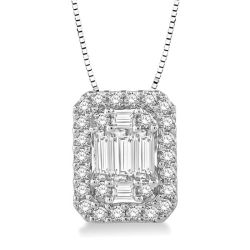 Dione Dione Emerald Shape Halo Fusion Diamond Pendant
