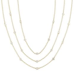 Mixed Shape Layered Diamond Station Necklace