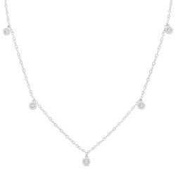 Round Shape Shine Bright Diamond Station Necklace