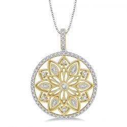 Circle Floral Diamond Fashion Pendant