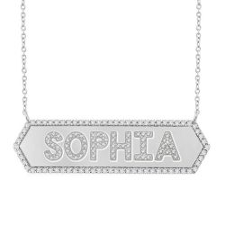 Block 'Sophia' Diamond Nameplate Necklace