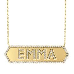 Block 'Emma' Diamond Nameplate Necklace