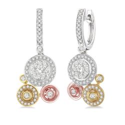 Round Shape Halo Shine Bright Diamond Fashion Earrings