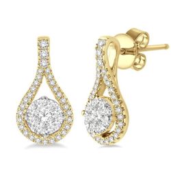 LinVioDor 14K White Gold Diamond Pave Earrings
