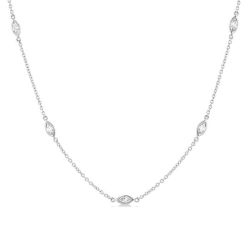 Marquise Shape Diamond Station Necklace