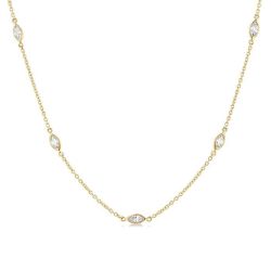 Dahlia Vellum Marquise Shape Diamond Station Necklace