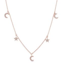 Star & Moon Diamond Station Necklace