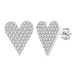Pave-Set Heart Shape Diamond Fashion Earrings