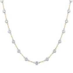 Clover Bezel Set Diamond Station Necklace