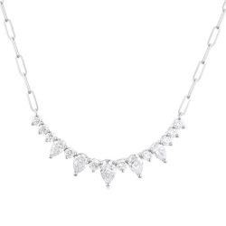 Paperclip Graduated Diamond Smile Necklace