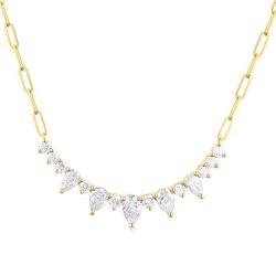 Paperclip Graduated Diamond Smile Necklace