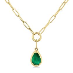 Pear Shape Paper Clip Gemstone Necklace