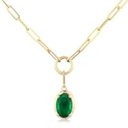 Oval Shape Paperclip Gemstone Pendant