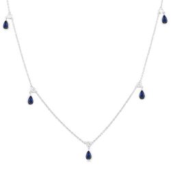 Vale Pear Shape Gemstone & Diamond Station Necklace