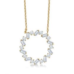 Circle Scatter Baguette Diamond Necklace