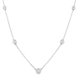 Bezel Set Graduated Diamond Station Necklace