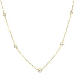 Lilith Marigold Bezel Set Graduated Diamond Station Necklace