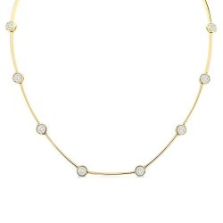Round Shape Bar Link Shine Bright Diamond Necklace