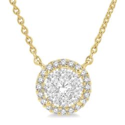 Elysian Poppy Round Shape Halo Shine Bright Essential Diamond Pendant