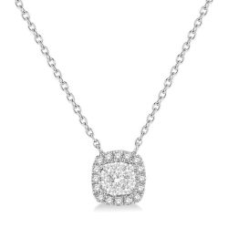 Xenia Regalia Cushion Shape Halo Shine Bright Essential Diamond Pendant