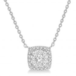 Cushion Shape Round Cut Diamond Shine Bright Necklace