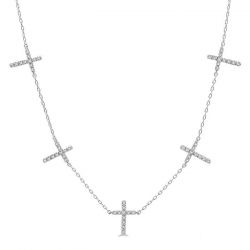 Cross Diamond Station Necklace