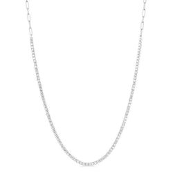 Chantilly Laurel Paperclip Diamond Tennis Necklace