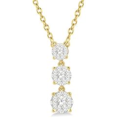 Gale Gaia Round Shape Past Present & Future Shine Bright Diamond Pendant