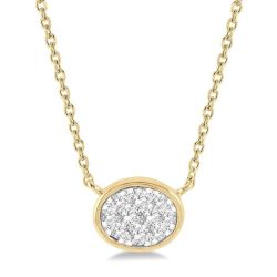 Oval Shape East-West Shine Bright Diamond Fashion Necklace