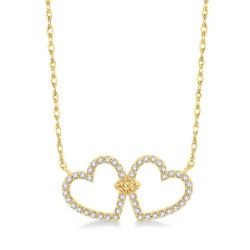 Twin Heart Shape Diamond Necklace
