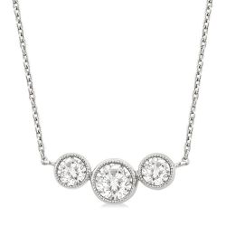 Evergreen Celestia 3 Stone Bezel Set Diamond Necklace