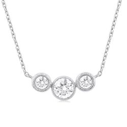 Beryl Regalia 3 Stone Bezel Set Diamond Necklace