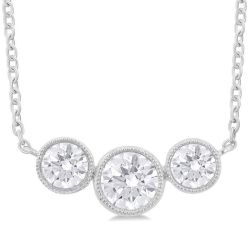 3 Stone Bezel Set Diamond Necklace