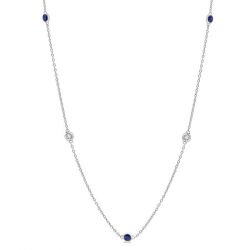Gemstone & Diamond Station Necklace