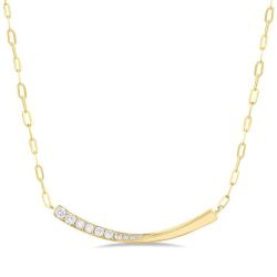 Paperclip Bar Diamond Smile Necklace