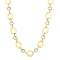 Open Link Bold Gold Diamond Fashion Necklace