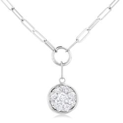 Round Shape Shine Bright Bezel Paperclip Necklace