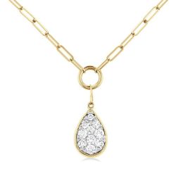 Pear Shape Paper Clip Shine Bright Diamond Necklace