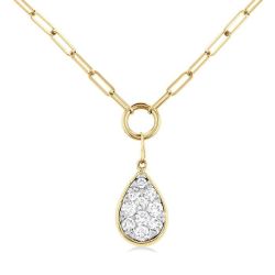 Pear Shape Shine Bright Bezel Paperclip Necklace