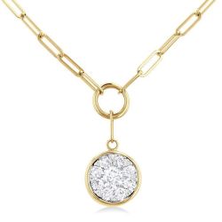 Round Shape Shine Bright Bezel Paperclip Necklace