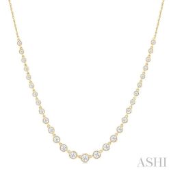 Halfway Graduated Bezel Set Diamond Tennis Necklace