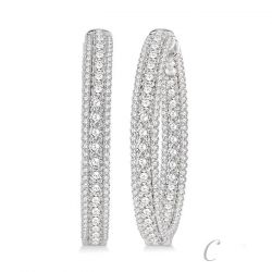 Couture Three-Row Diamond Hoop Earrings